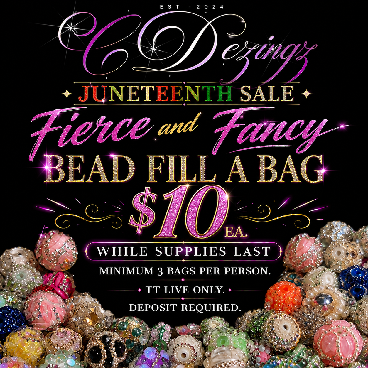 Juneteenth Sale Fierce and Fancy Bead Fill a Bag